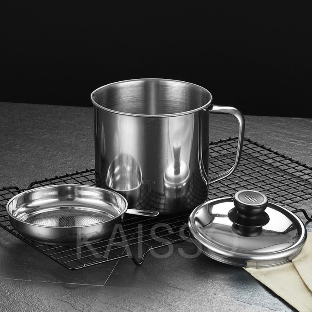 KAISSO - OIL POT SARINGAN TEMPAT MINYAK 1300ml STAINLESS STELL NO DRIP NO MESS