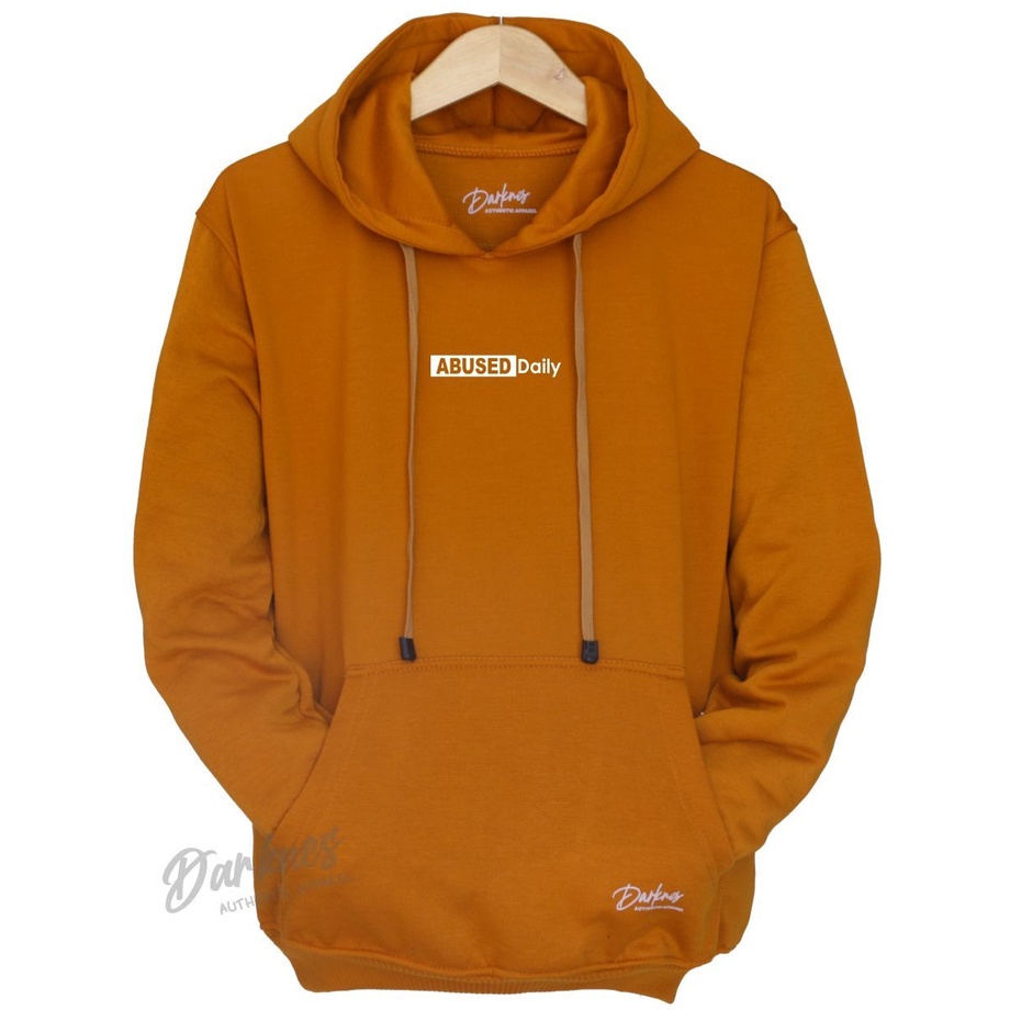 Sweater Hoodie Pria Cod Aesthetic List ABUSED DAILY Warna Mustard Original Darkness Brand Distro Kota Bandung Terbaru Terpopuler Dan Terlaris Oversize Unisex Sweater Hoodie