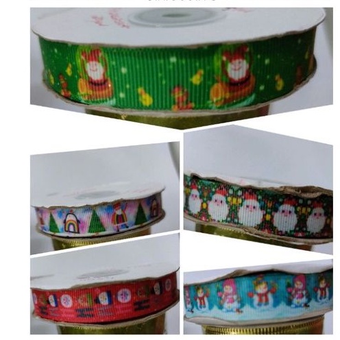 

2of 2 Pita Natal Per meter pita motif natal uk.1,6mm jual per meter Christmas Santa Snowman perayaan Souvenir