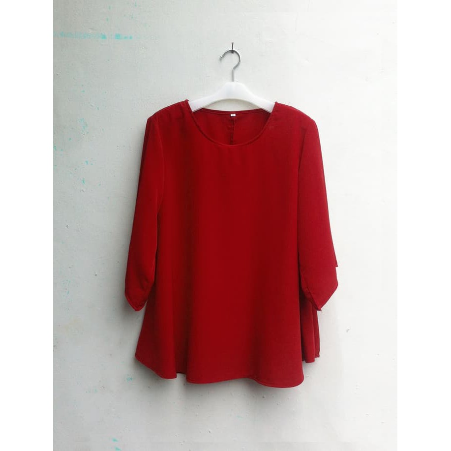 Baju Wanita Jumbo Blouse Atasan  Big Size 2L, 3L, 4L & 5L Warna Merah Maroon