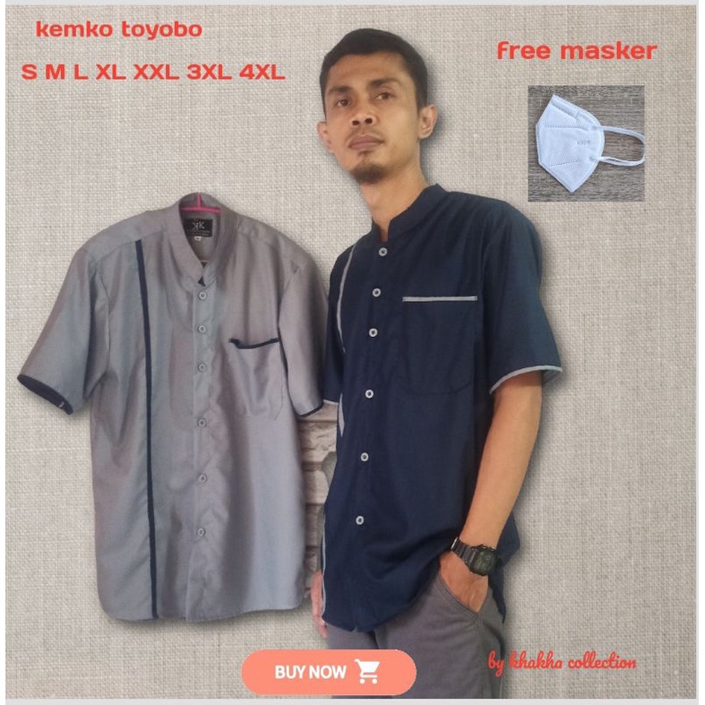 kemeja koko katun toyobo S M L XL XXL 3XL 4XL/baju koko pria /baju jumbo pria/baju remaja tanggung/k