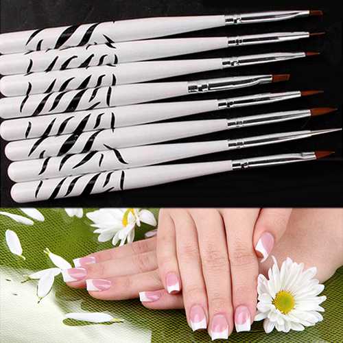 Brush Kutek Kuku Zebra Nail Art 8PCS