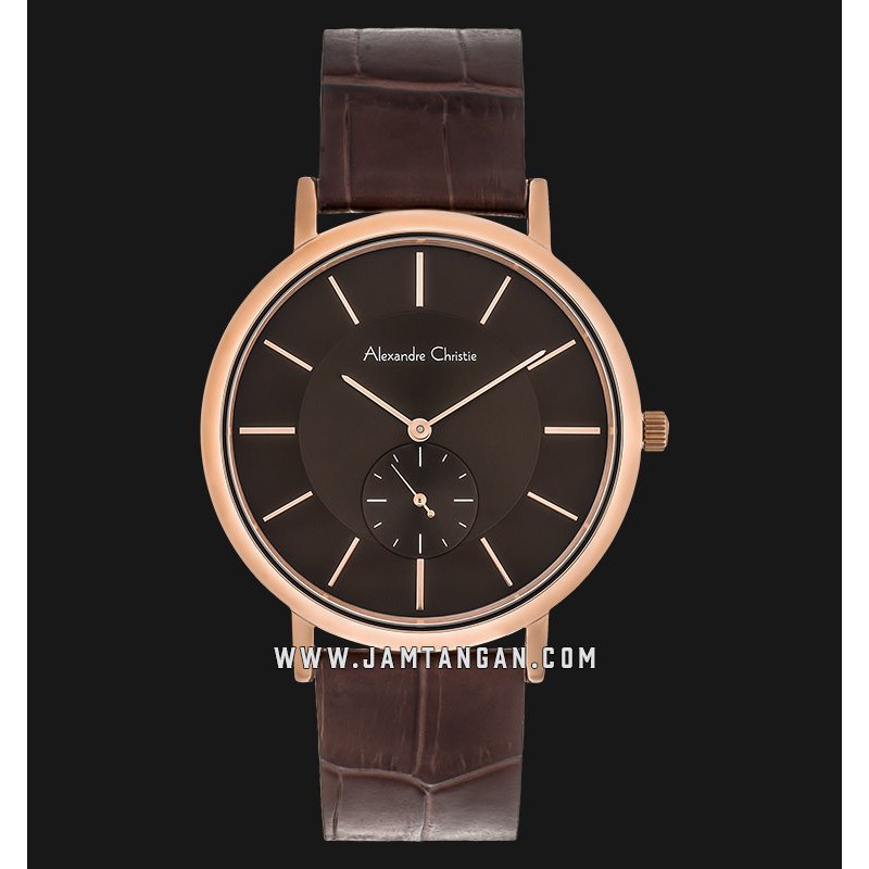 Alexandre Christie AC 8575 MS LRGBO Men Brown Dial Brown Leather Strap