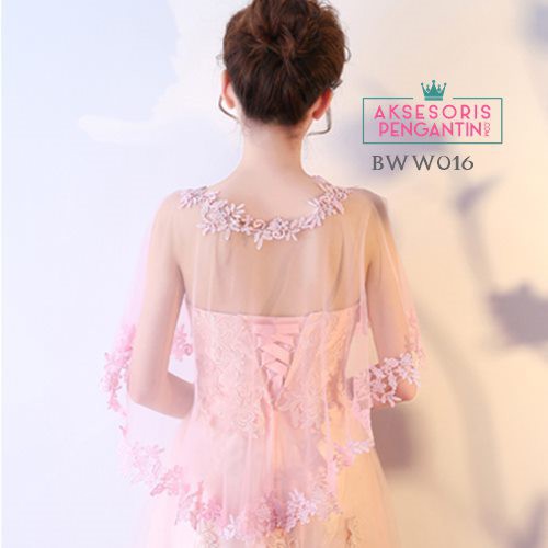 [BISA COD] CARDIGAN PESTA WEDDING LACE BOLERO PENGANTIN WANITA PINK BWW016