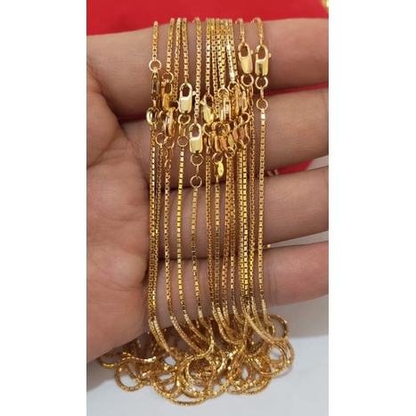 Kalung Itali Santa, Pj 60 cm, Perak 925, Sepuh Emas Kuning