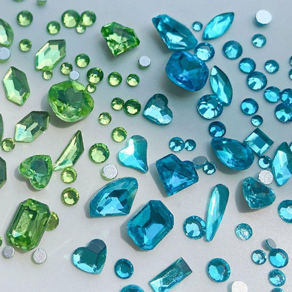 Mxbeauty Jantung Nail Art Rhinestones Fashion Jepang Cinta Hati Air Drop Berbentuk Manicure Aksesoris Persegi Panjang 3D Perhiasan Kuku