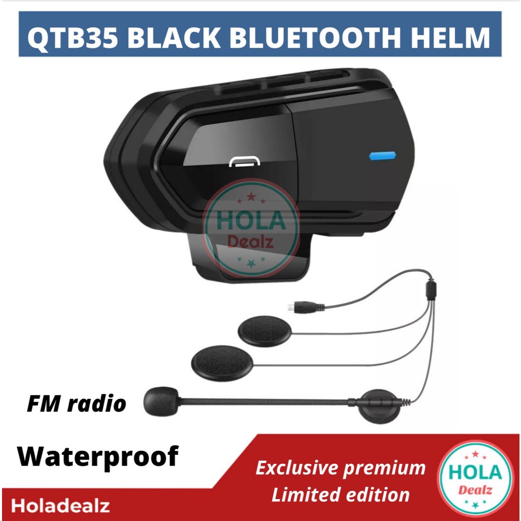 QTB35 BLACK MATE WIRELESS BLUETOOTH HELM GPS MUSIC PHONE ALTERNATIF INTERCOM QTB35 B35 BLACK JACK INTERCOM B35 MURAH ORIGINAL-1