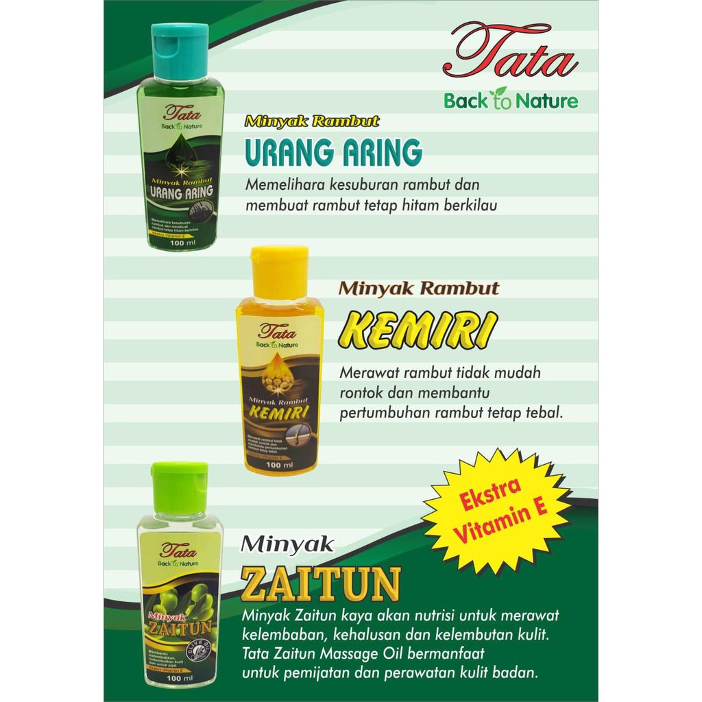 TATA MINYAK RAMBUT KEMIRI 100ML varian URANG ARING / KEMIRI &amp; ZAITUN 100% Produk Asli Indonesia