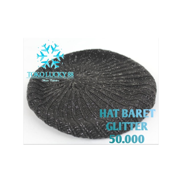 IMPORT Topi Baret Rajut Wool Glitter Hat Beret Glitter