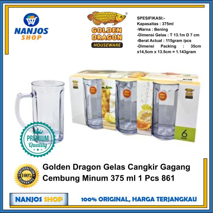 Golden Dragon Gelas Cangkir Gagang Cembung Minum 375 ml Per Pcs 861