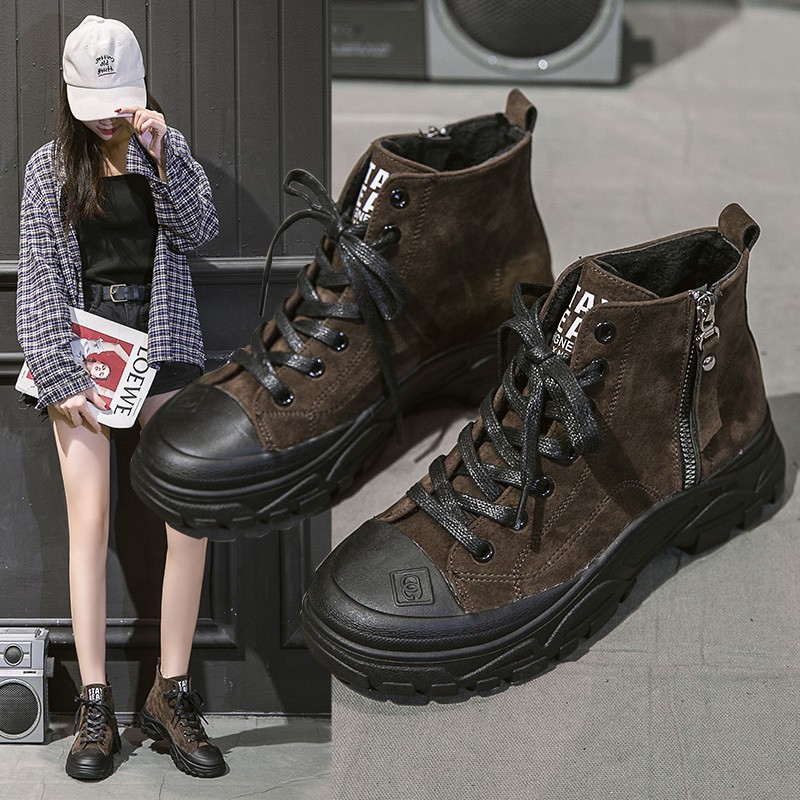 Sepatu Boots Martin Wanita Model Round Toe Resleting Sepatu Boots Martin Wanita Model Round Toe Resleting