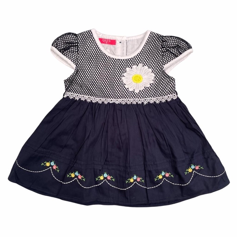 Q123 Pakaian Dress Anak Perempuan Adem Santai Bahan Katun Premium Motif Bunga usia 1-4Th - Girls Dre