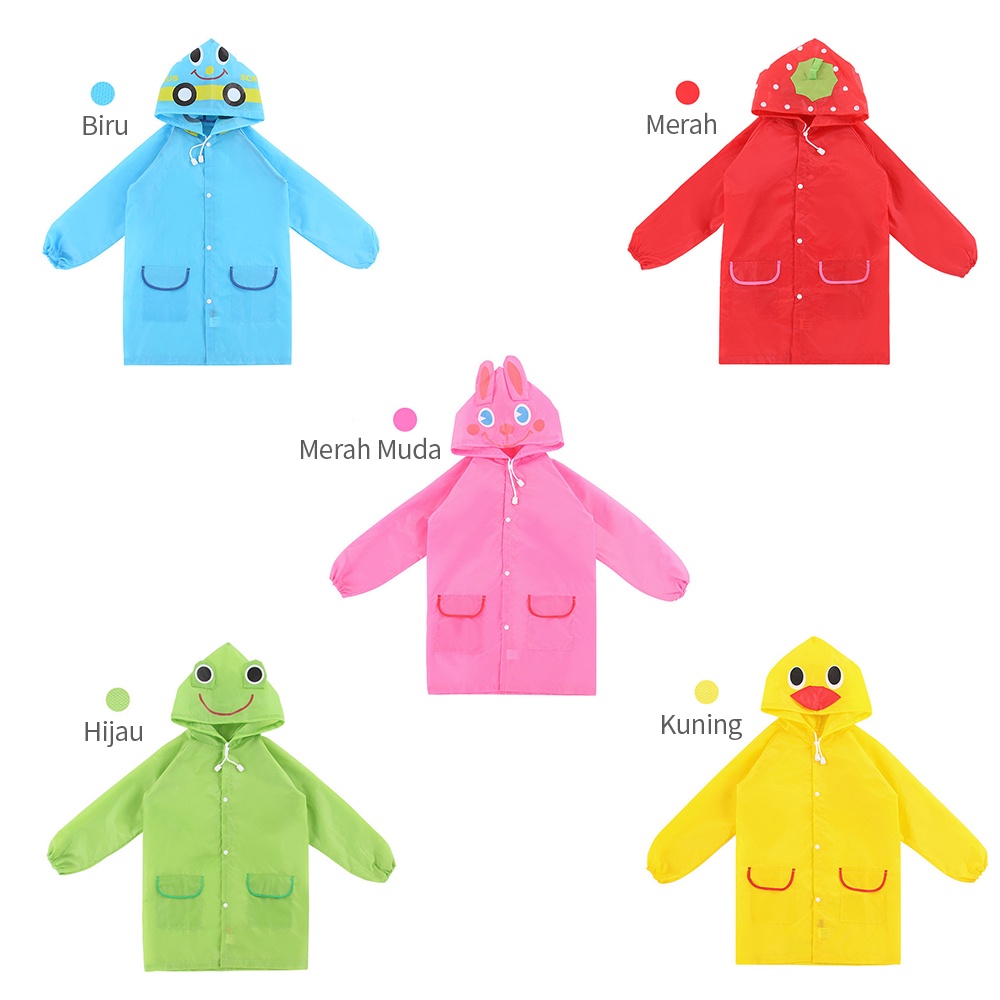 Jas hujan anak lampu raincoat anak hoodie animal