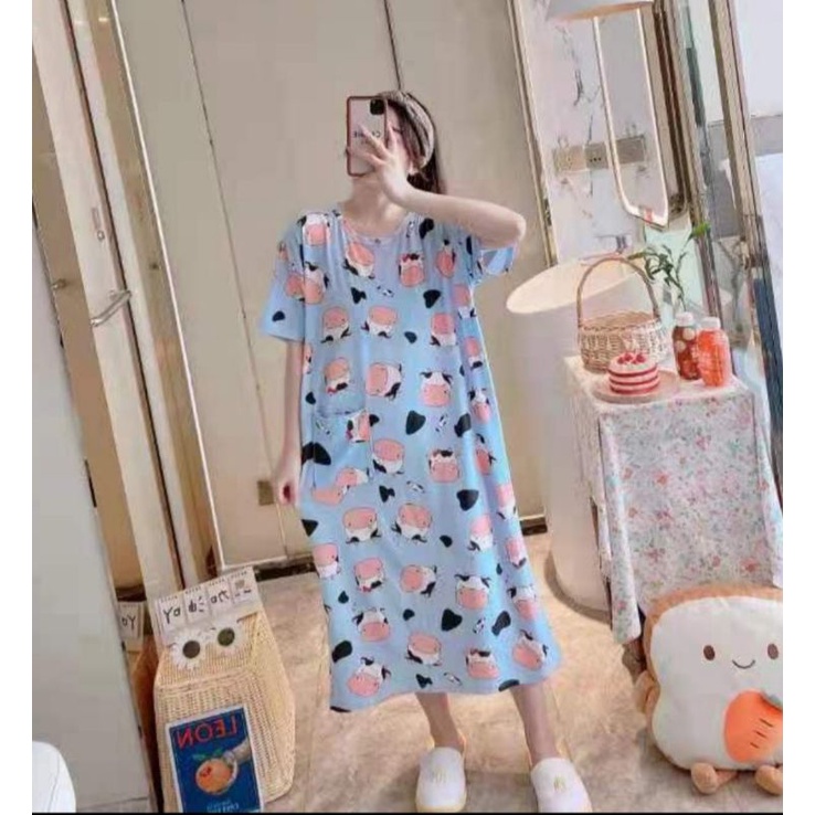New Daster Jumbo Piyama Murah Import Piyama Import Wanita Daster Wanita Sleepwear Import free pouch-8