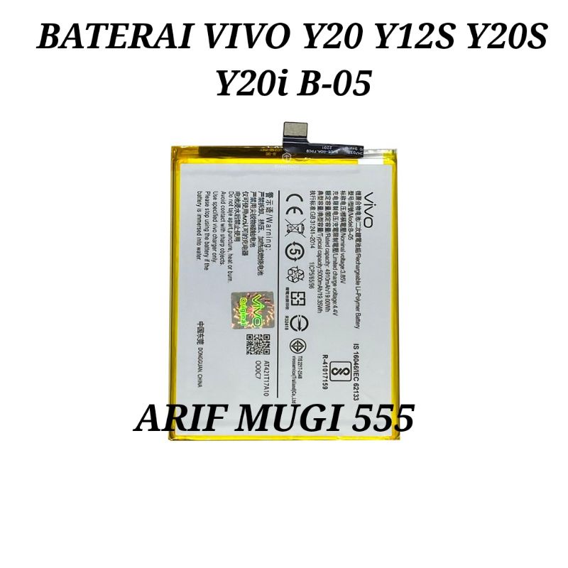 BATERAI BATRE BATRAI BATU BATTERY VIVO Y20 Y12S Y20S Y20I B-05 ORIGINAL