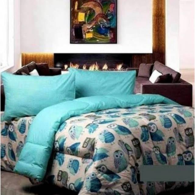 SPREI DAN BEDCOVER SATU SET MOTIF OWL SIZE 120X200X20