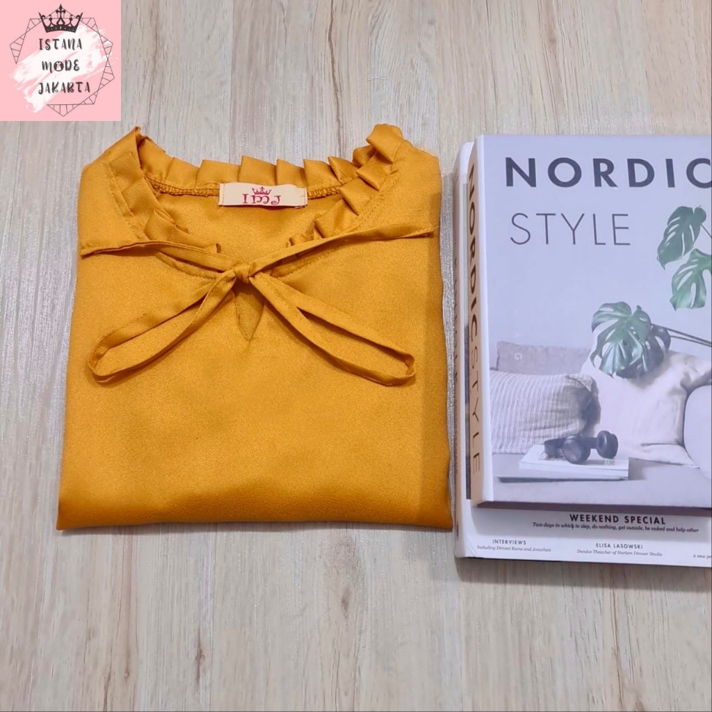 ISTANA MODE JAKARTA Aurelia Bordir baju atasan wanita terbaru blouse koreanstyle blouse wanita lengan panjang-KUBUS