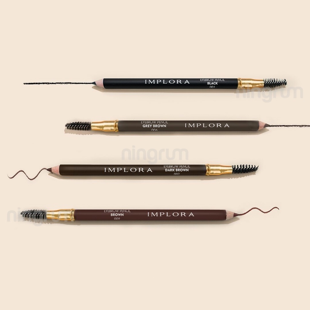 Ningrum implora eyebrow pencil pensil alis | hitam cokelat implora eye brow pencil 2in1 100% Ori - 5104