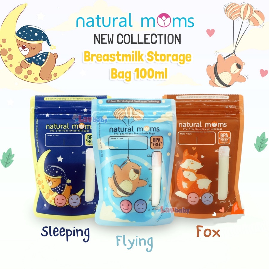 Kantong Asi Natural Moms Kantung Asi Breast Milk Bag 100ml 120ml Thermal Sensor (30pcs)