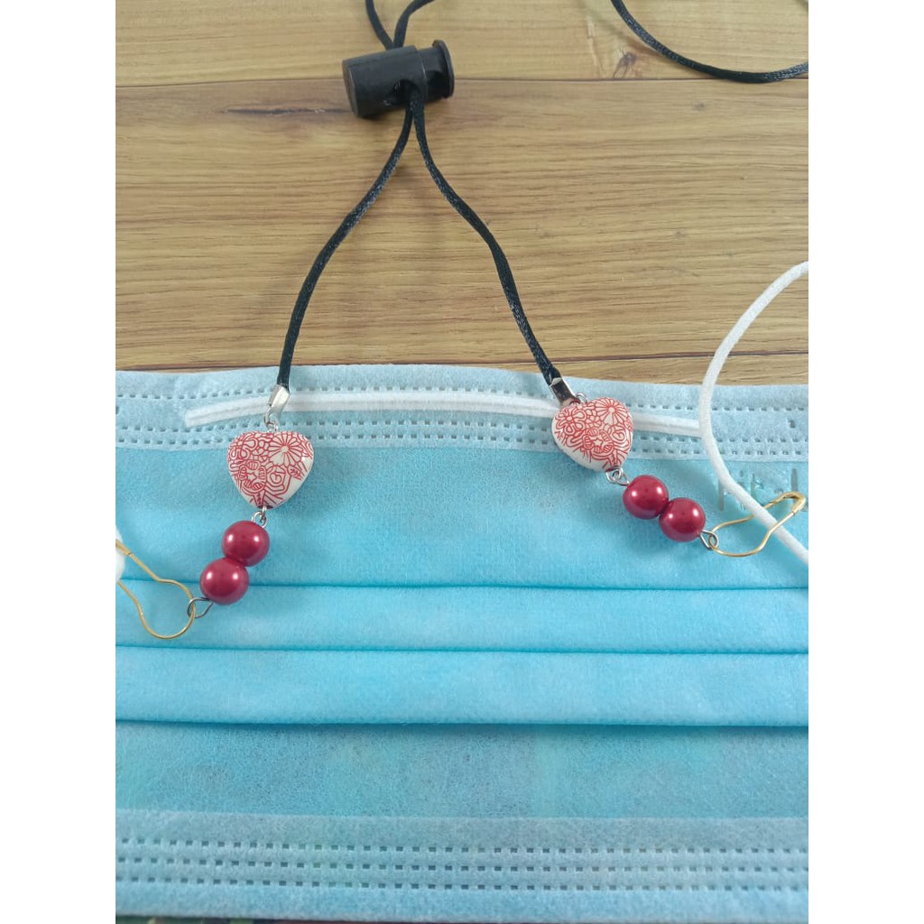 Gantungan Masker Hijab strap Love Kalung Master Strap Masker Manik Love Tali Strap makser Mutiara