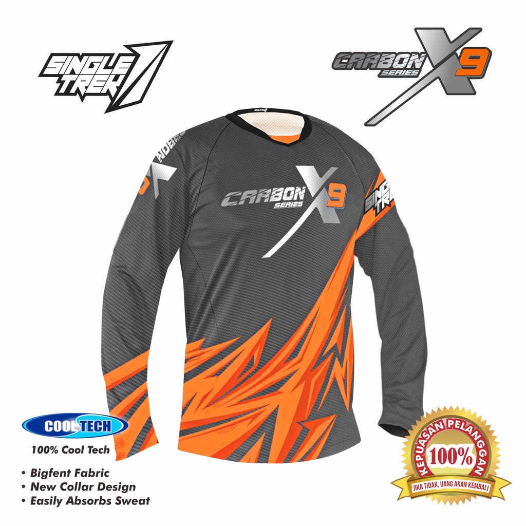 BIG SIZE Jersey Sepeda Singletrek1 CarbonX9 Cooltech JCS Orange Long