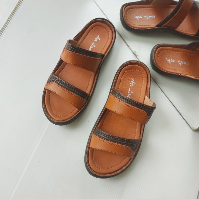 Sandal Slide Anak Remaja 33-37 Bahan Kulit Tebal (Vernon 02)