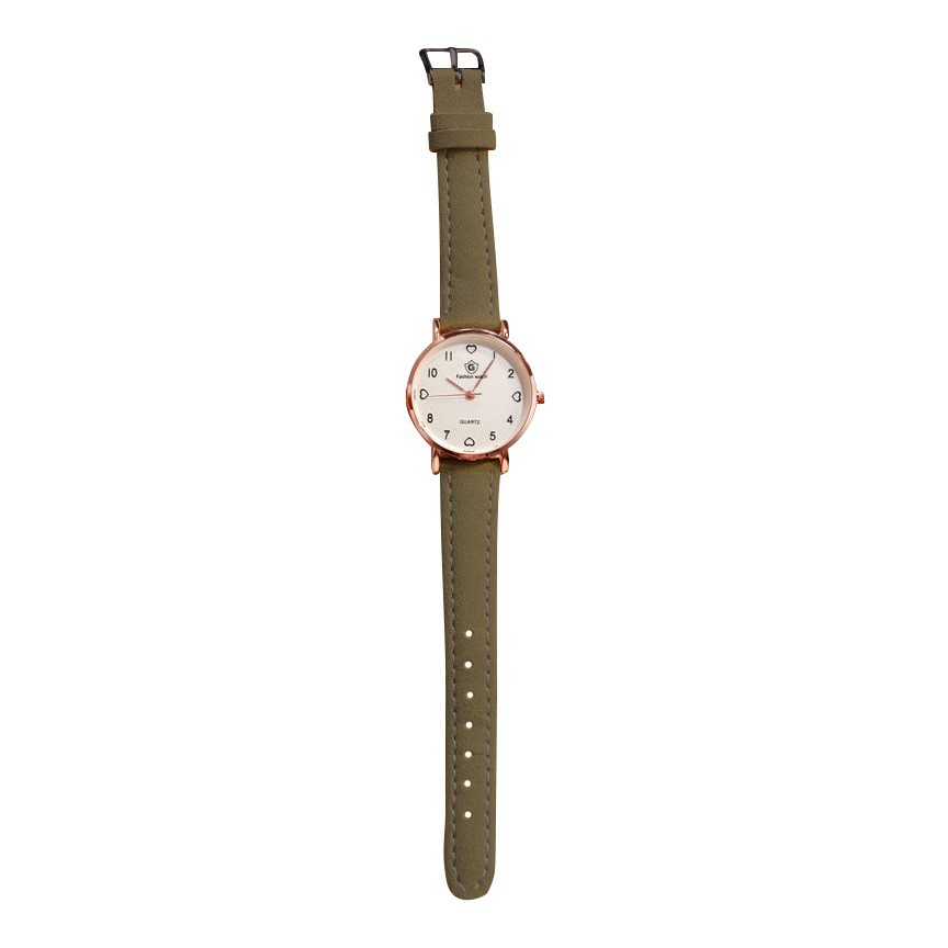 ELBER J171 Jam Tangan Kulit Wanita Polos Jam Cewek Analog Mini Tali Kecil-Hijau