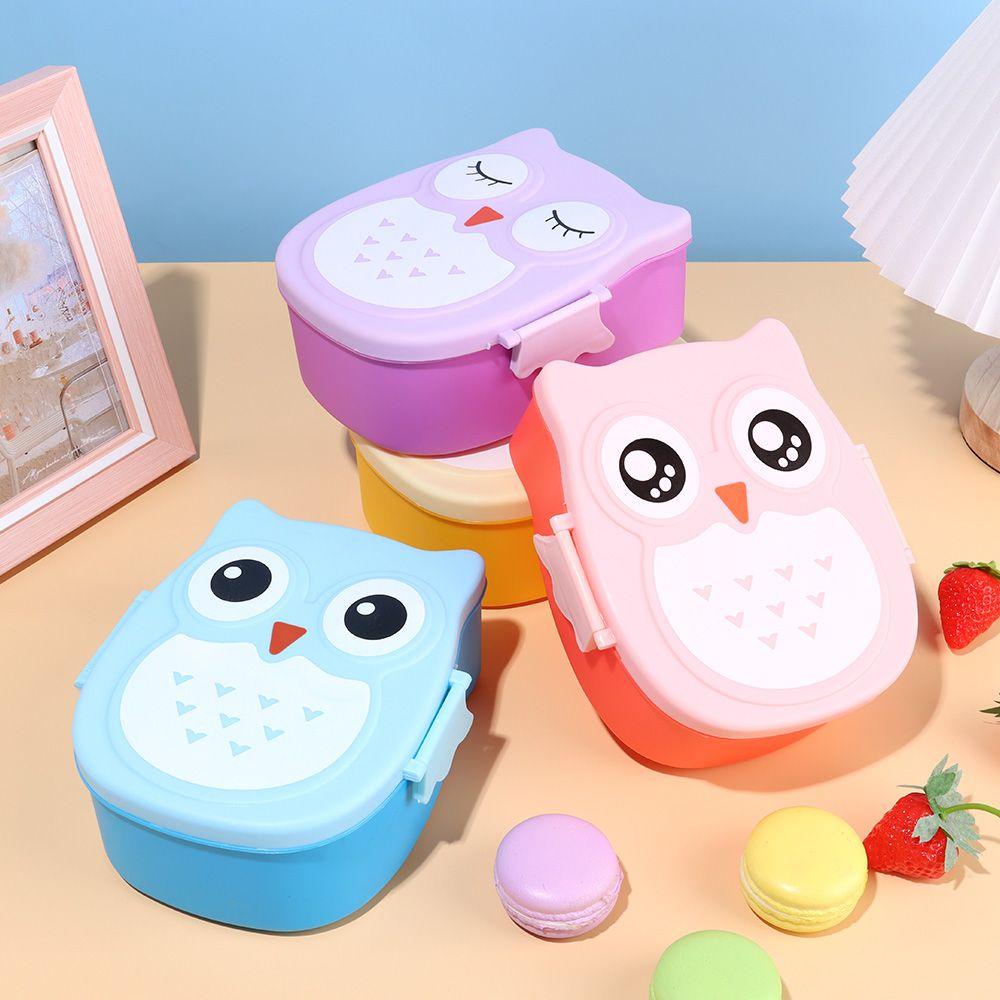 Solighter Lunch Box Kartun Sendok Cute Owl Wadah Makanan