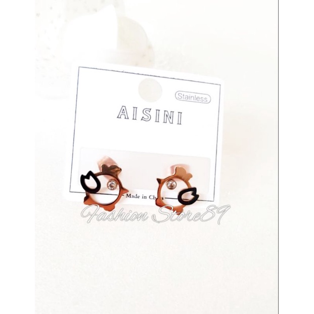 Anting Tusuk Chick Lucu Titanium Impor Edisi Terbatas Model Fashion Anting Tusuk Titanium Premium Antikarat