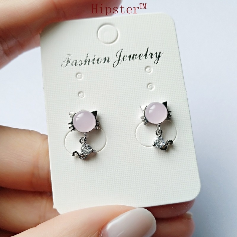 New Hot Sale Exquisite Fashion Pink Gem Temperament Platinum Earrings