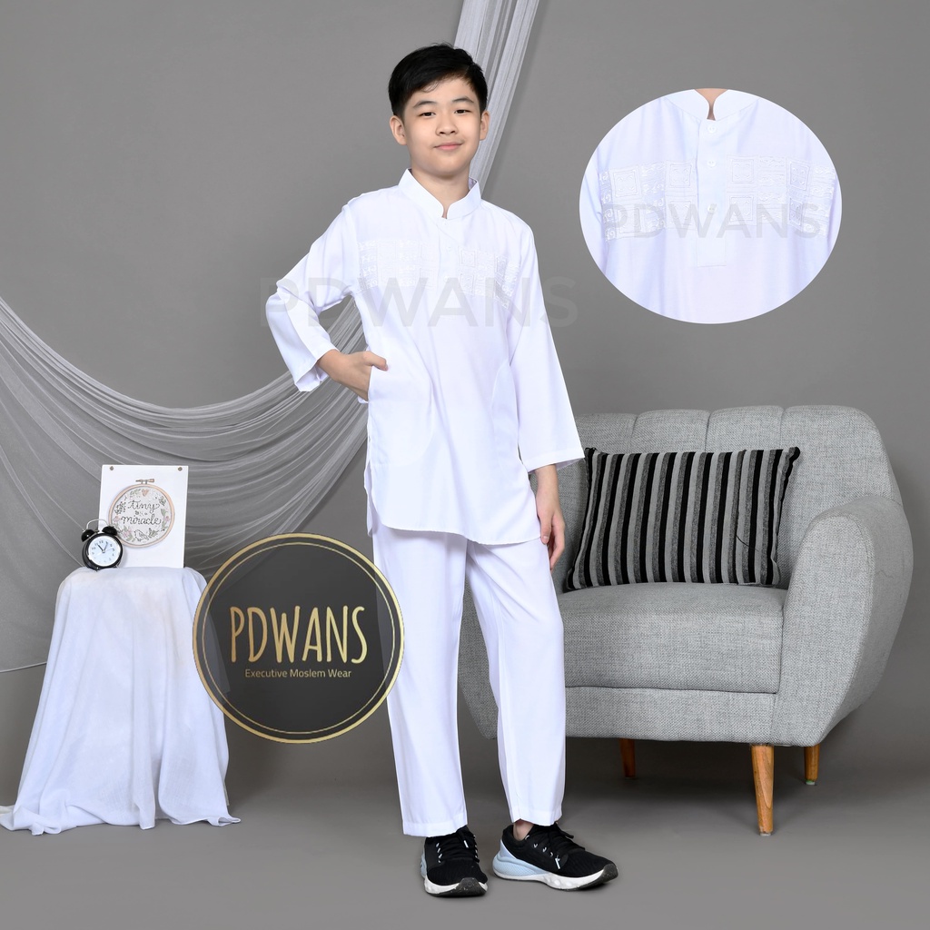 BAJU KOKO Pakistan Remaja Putih Setelan Ukuran Tanggung 11 12 13 14 15 Tahun BGM08 PDWANS