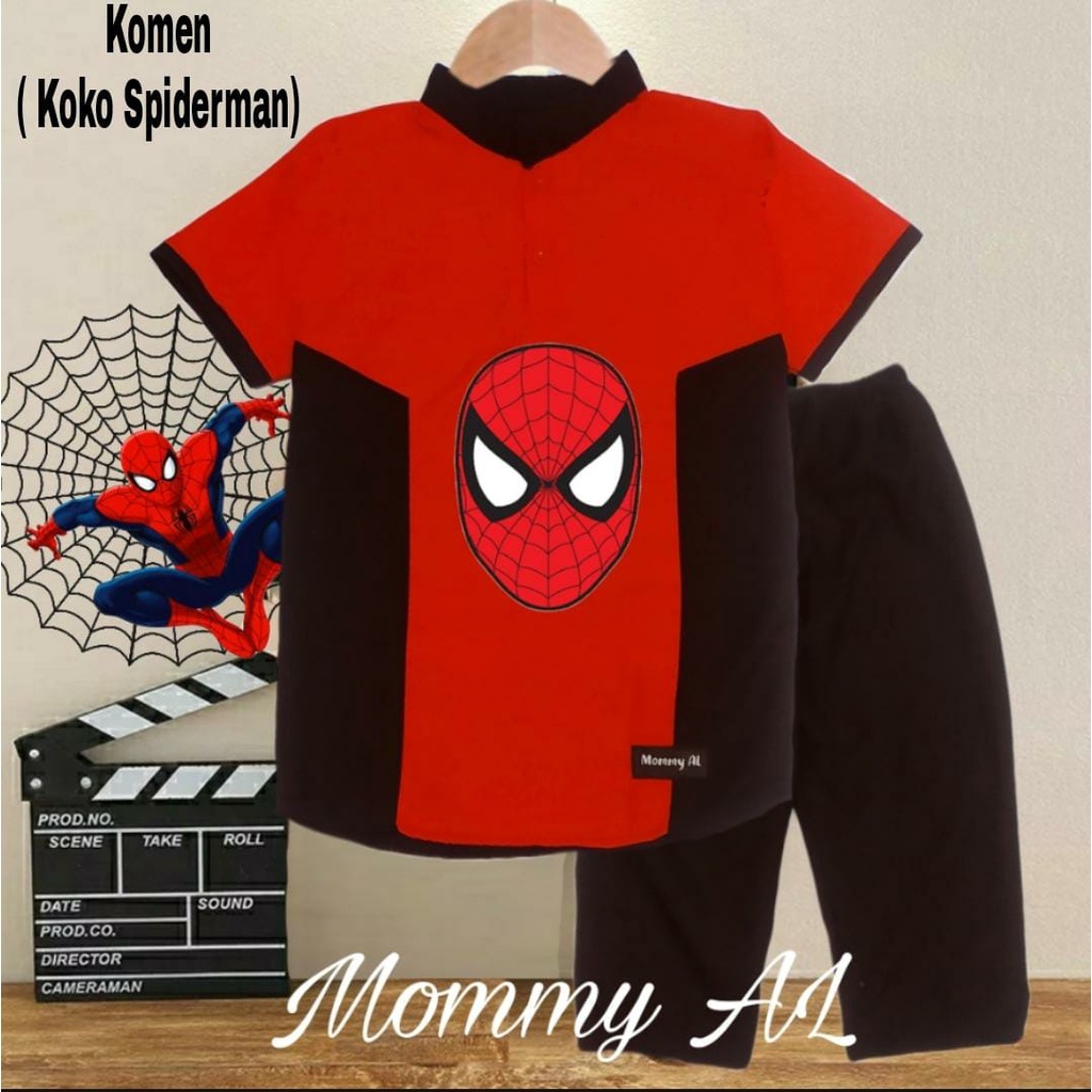 STELAN SET BAJU KOKO ANAK KURTA  SPIDERMAN  1-5TAHUN/KOKO ANAK/STELAN KOKO ANAK