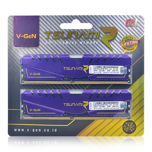 RAM DDR4 V-GeN TSUNAMI R 64GB 2666MHz (2X32GB)KIT RAM GAMING OVERCLOCK - CL 16-18-18-36