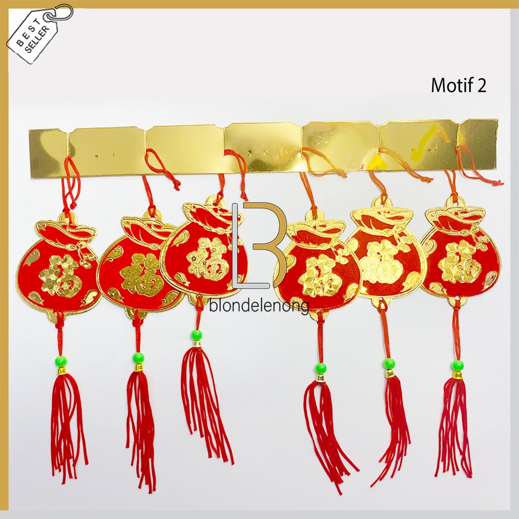 Tasel Tassel Gantungan Hiasan Dekorasi Pohon Imlek Mehwa Meihua Sakura Fuk Hoki Fengshui Souvenir Suvenir Parcel Parsel Hampers Hadiah Gift Imlek New Year Tahun Baru Cina Cny Shio Macan 2022 Rumbai Merah Foil Emas Gold Kaca Pintu Rumah Mobil Murah Import