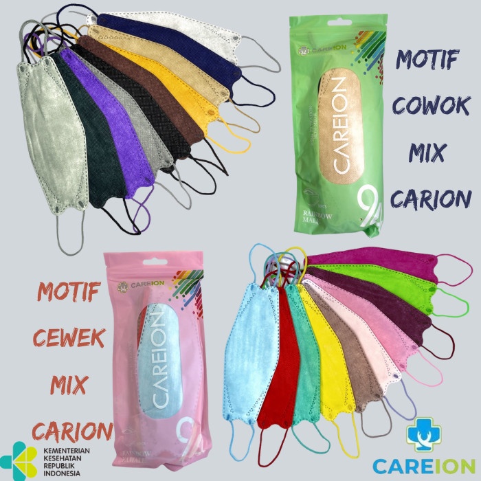 Masker KF94 Careion 4ply Mix Warna isi 10pcs Masker Careion KF94 Mix