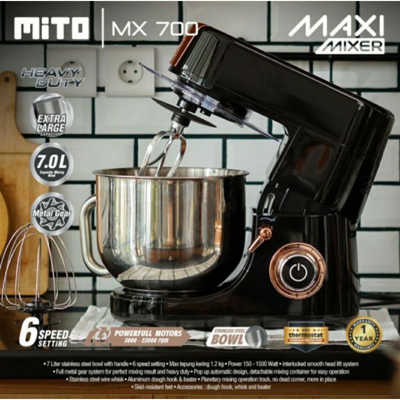 Stand Mixer Mito MX 700 7 Liter Mixer Mito Maxi 700 Mixer Jumbo Mito Pengaduk Adonan Mito Maxi