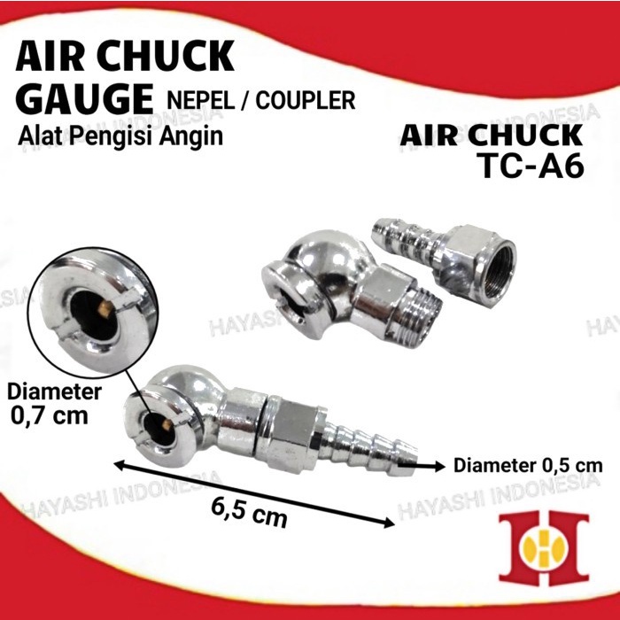 Alat Pengisi Angin Pompa Ban Mobil Motor Tire Chuck Gauge