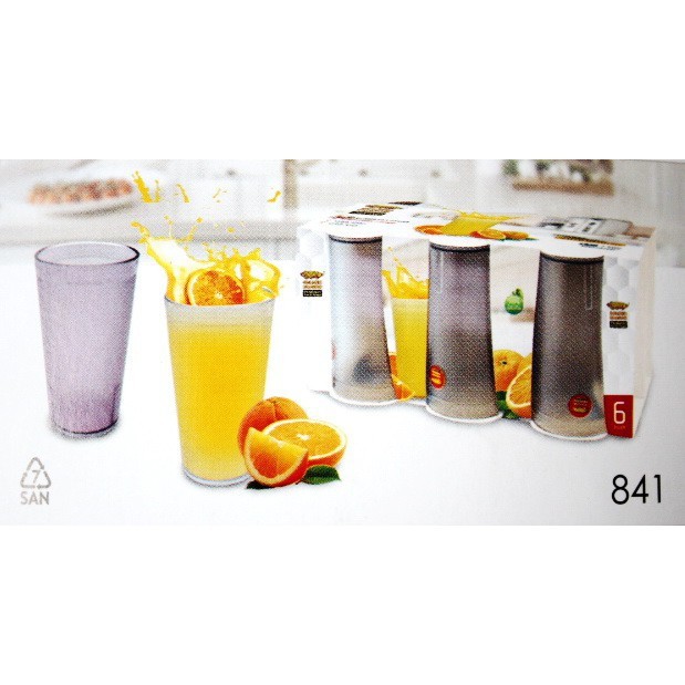 GOLDEN DRAGON 841- 6 pcs - Gelas Plastik Melamin 5.8 Inch 460ml (Harga / 6 Pcs)