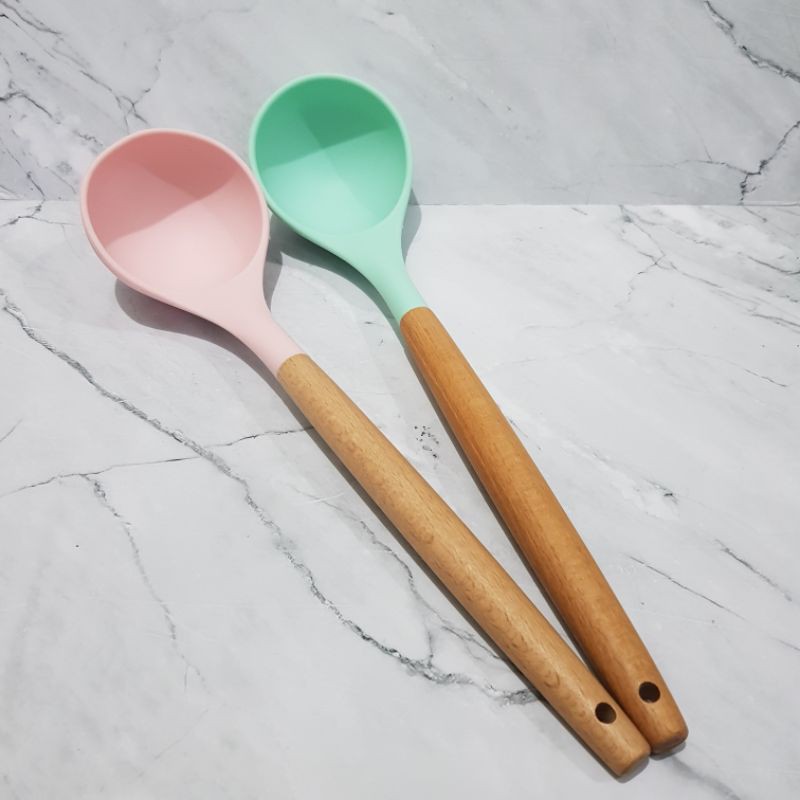 CENTONG SOP silcone LADLE masak silicon 34 cm gg kayu turner silikon tahan panas soup ladle