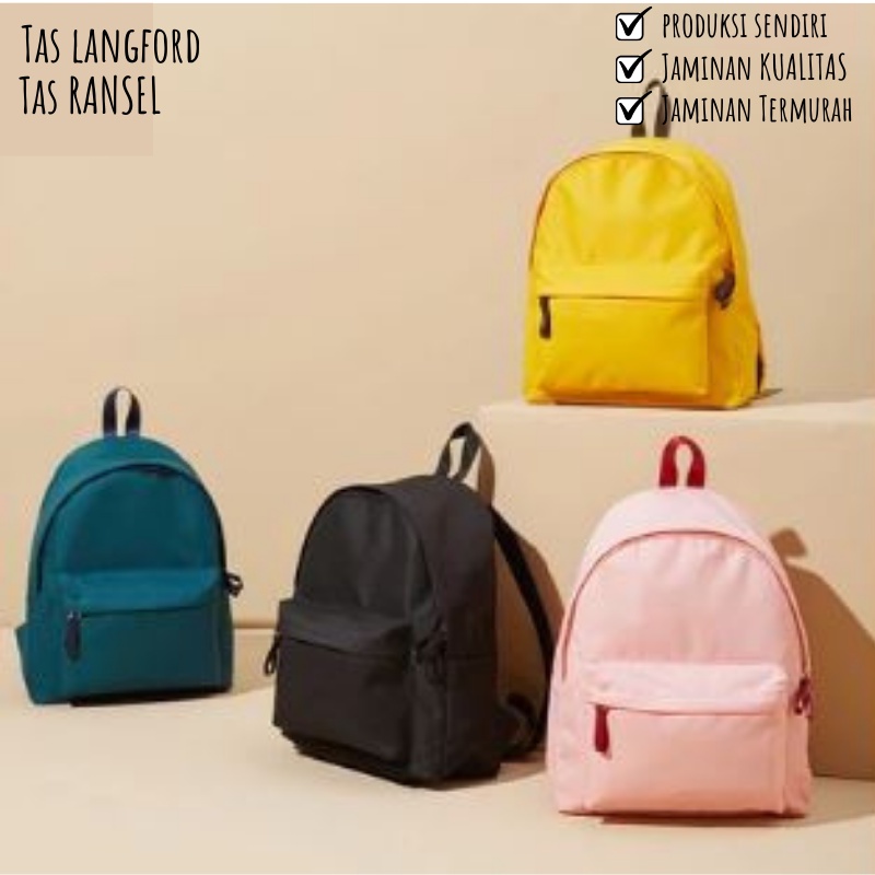 Tas Ransel - Mini Backpack Punggung Bahu Polos Sekolah Travelling Anak Remaja Kekinian Model Fashion Terbaru Korea Simple Elegan Casual Perempuan Wanita Cewek