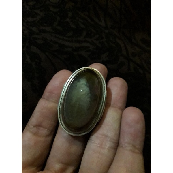 Batu akik Pandan Lumut Lawas Ring Perak Tebal Handmade