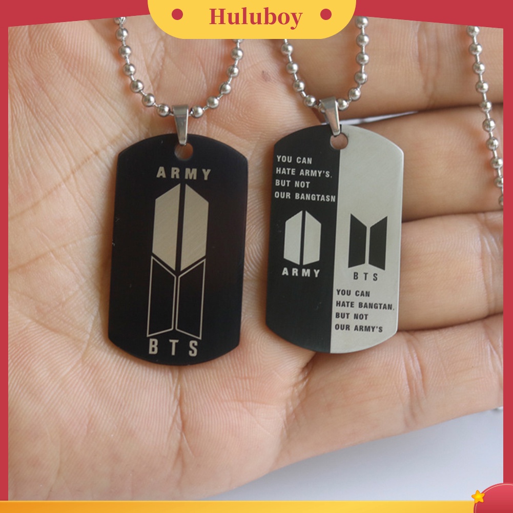 Hu Hu Hu Hu Hu Alat Bantu Pasang Kacamata♡ Kalung Rantai Liontin Logo Bangtan Boys Bahan Stainless Steel Untuk Unisex