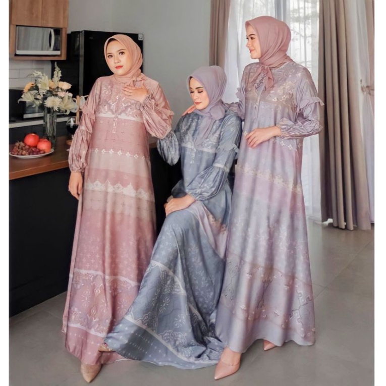 Gamis Kirani Larasati - Gamis Maxmara Lux Kombinasi Ceruty Premium Dress Wanita Party Dress Fashion Kekinian Muslim Kekinian LD 110 cm