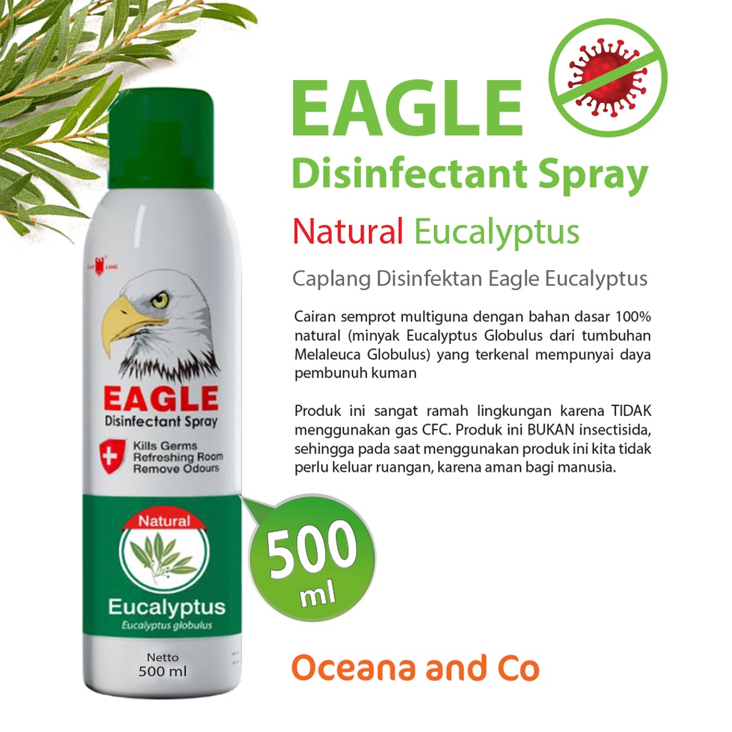 CAP LANG EAGLE EUCALYPTUS DISINFECTAN SPRAY 500ml TERMURAH