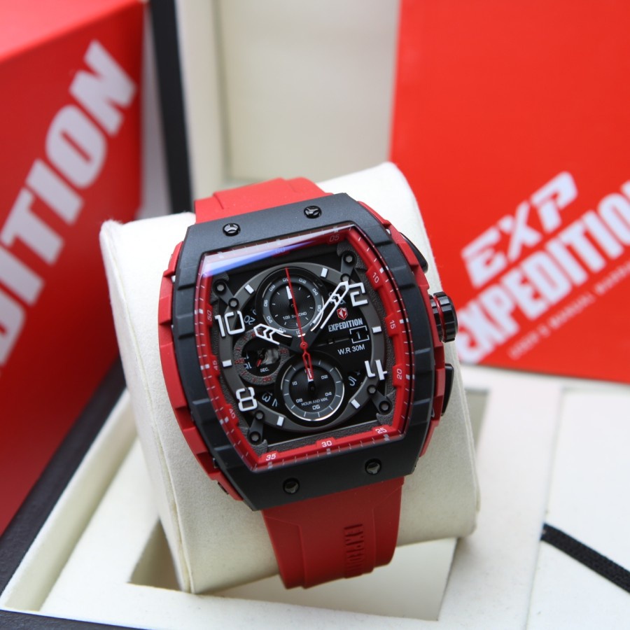 Jam Tangan Pria Expedition E 6782 Spesial Edition /E6782 M Red Ring Black Original