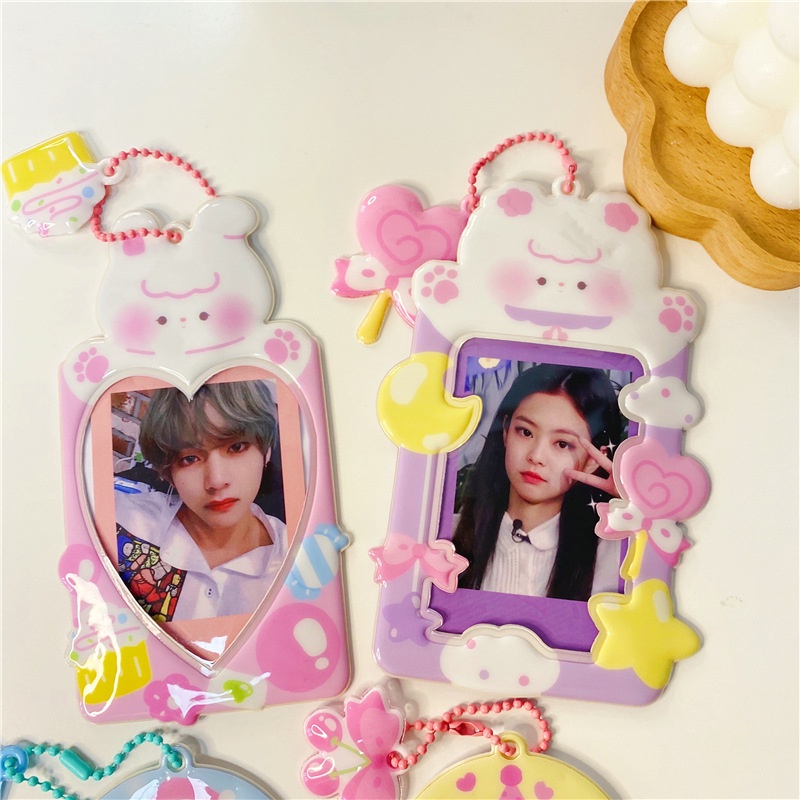 Holder Kartu ID / Foto Motif Kartun Kpop Kawaii Dengan Rantai