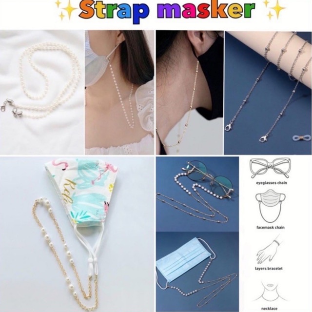 strap masker/ kalung masker/ masker chain manik rantai/ gantungan masker/ tali masker