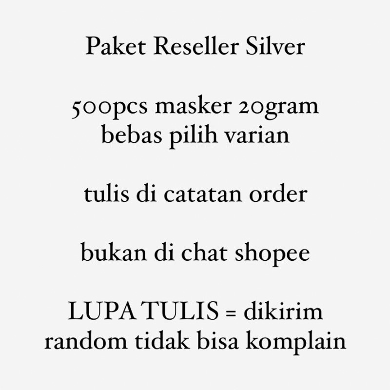 Paket Reseller SILVER 500pcs 20gr