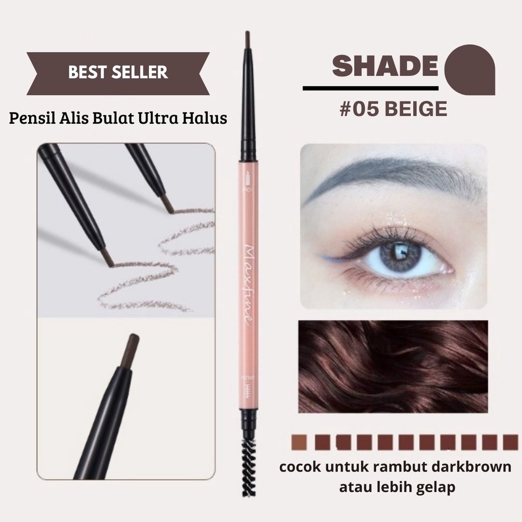 Eyebrow Maxfine Pensil Alis Ultra-Halus Waterproof Double Head Tahan Air Tahan Lama