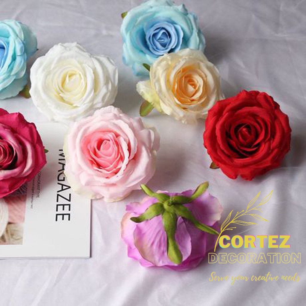 Kepala Kuntum Bunga kelopak Mawar bunga Artificial Rose Jumbo non Tangkai Dekorasi